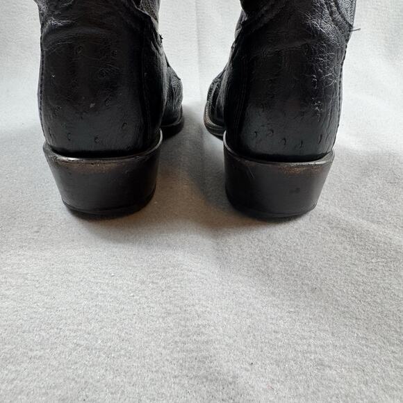 Tony Lama Ostrich Cowboy Boots Black Men’s 11 B Made in USA Western Leather - Picture 3 of 15
